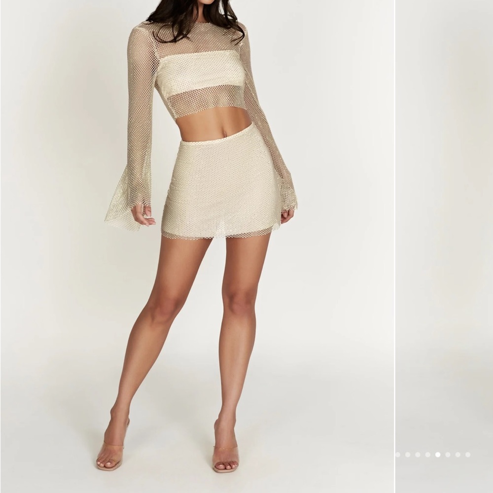 Meshki - HILTON Diamante Mesh Mini Skirt and top